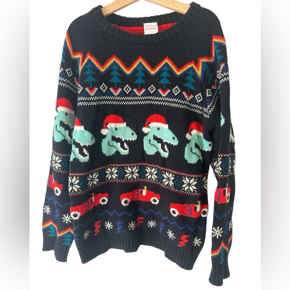 Hanna Anderson Boys size 8 Dinosaur Christmas Sweater EUC